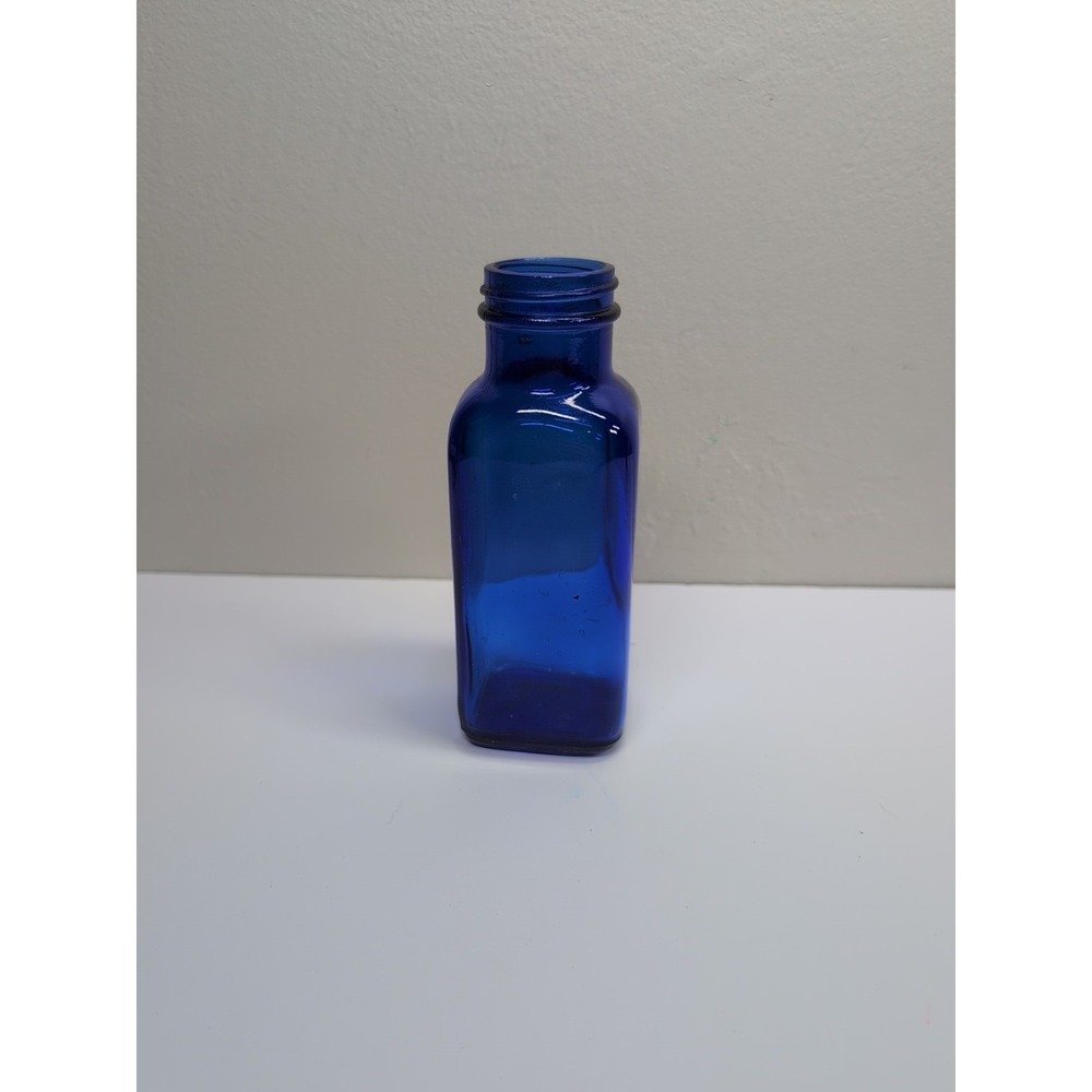 Vintage Cobalt Blue Glass Medicine Bottle 5.5in